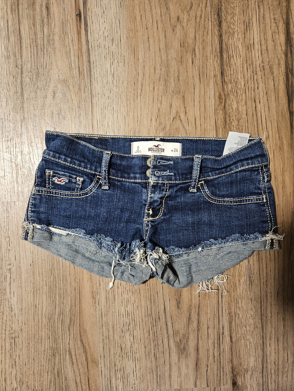 Vintage Hollister Dark Blue Low-Rise Denim Cutoff Shorts - Women's